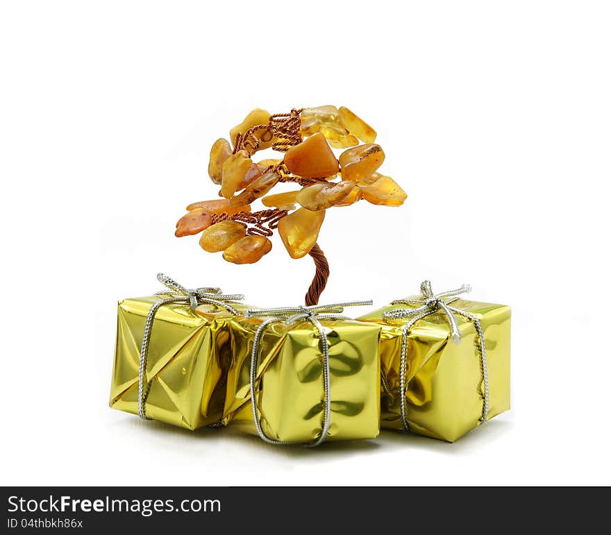 Christmas tree with gold surprise