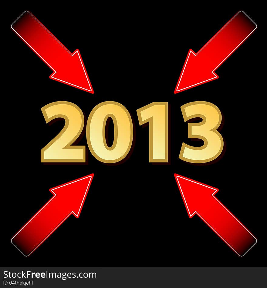 New Year icon located on a black background. New Year icon located on a black background