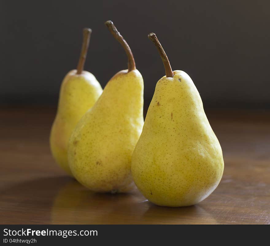 Fresh Pears On Wooden Table