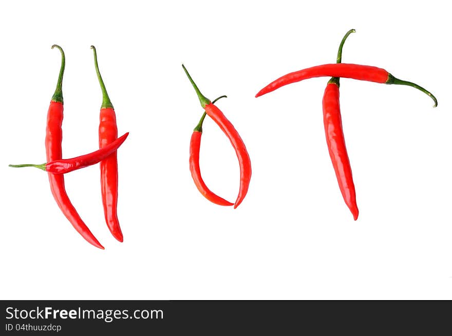 Hot written with peppers