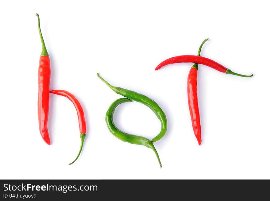 Hot written with peppers