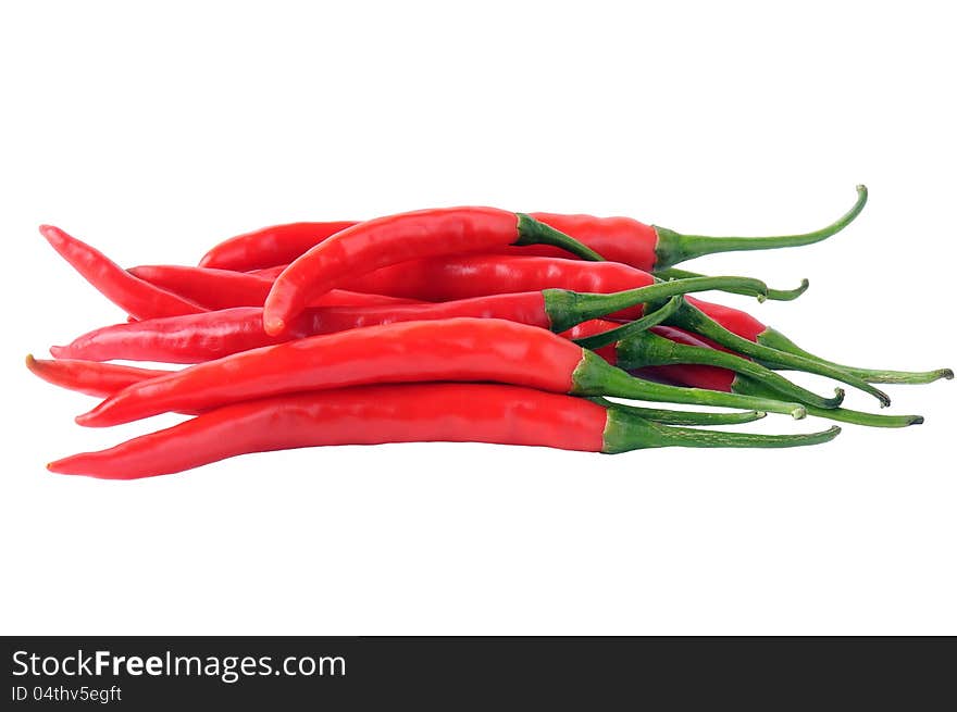 Red chili peppers on a white