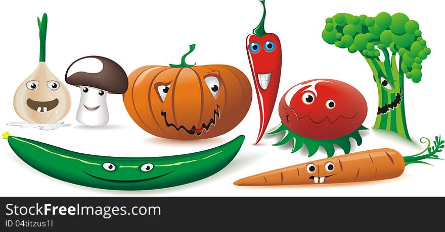 An illustration of funny vegetables