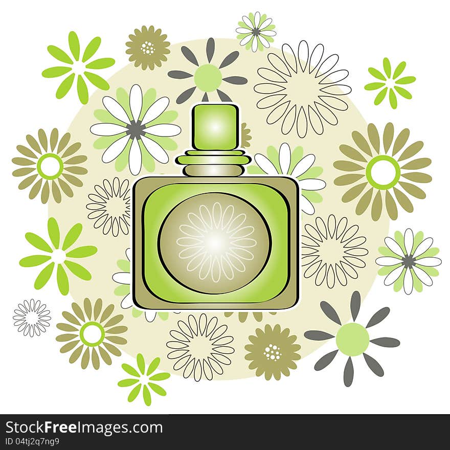 Perfume bottle with flowers