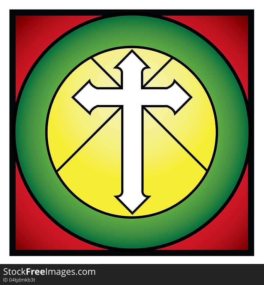 Christian cross rood Religious stained glass window