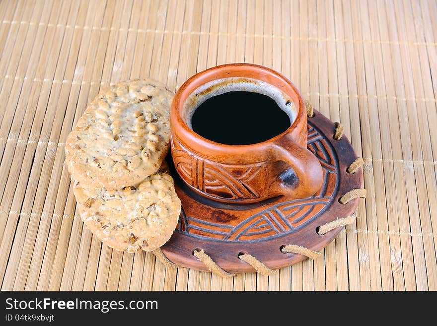 Cup of coffee and cookies