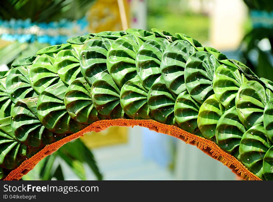 Handcraft made from banana leaves.