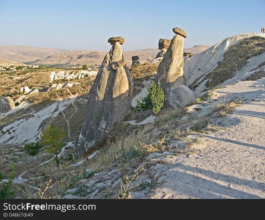 Three fairy chimneys in Cappadocia, Turkey. Three fairy chimneys in Cappadocia, Turkey