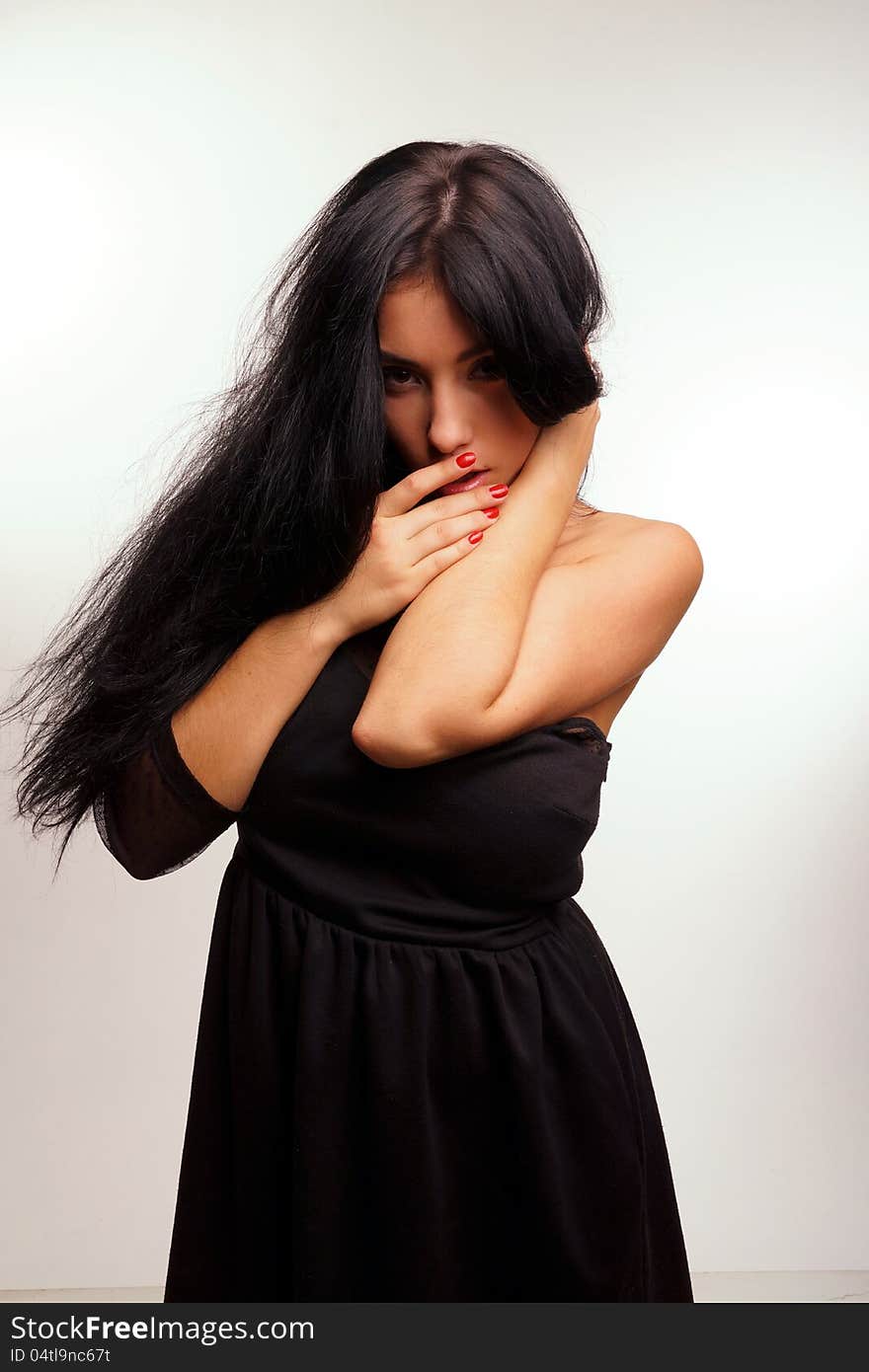 Portrait of a girl on a white background. Portrait of a girl on a white background.