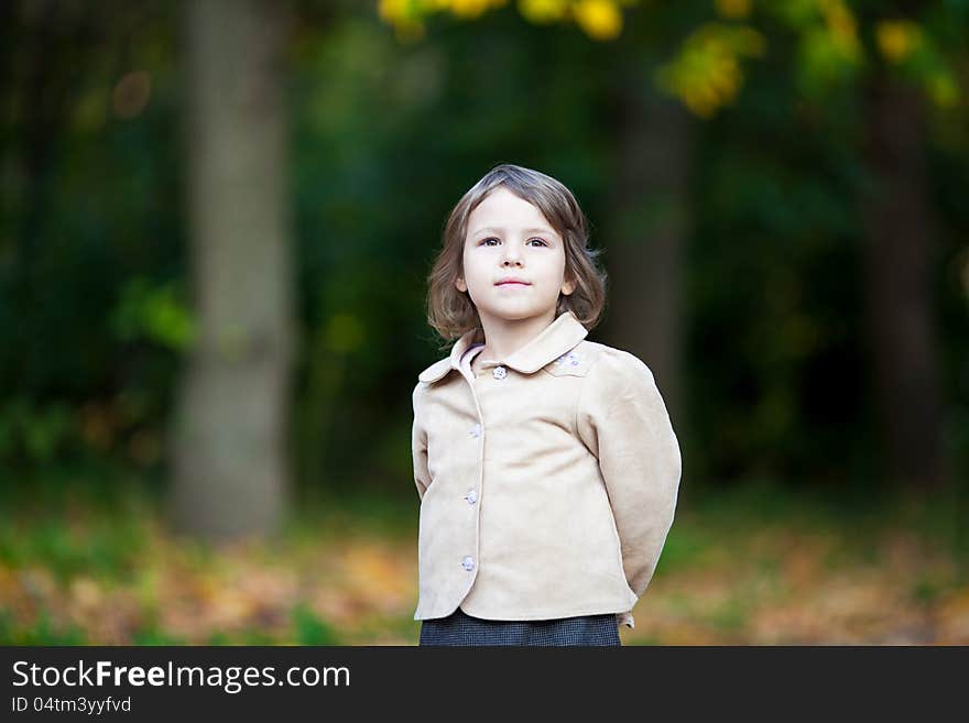 Portrait Of Adorable Toddler Girl Outdoor