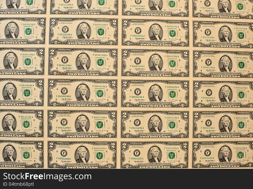 Sample Of US 2-dollar Bills