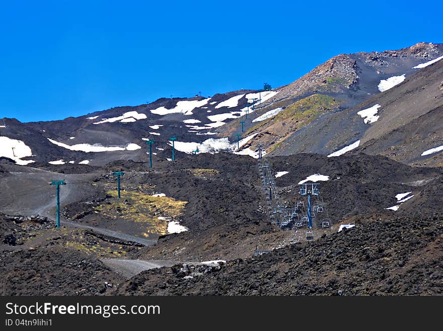 Chair skilift on Etna