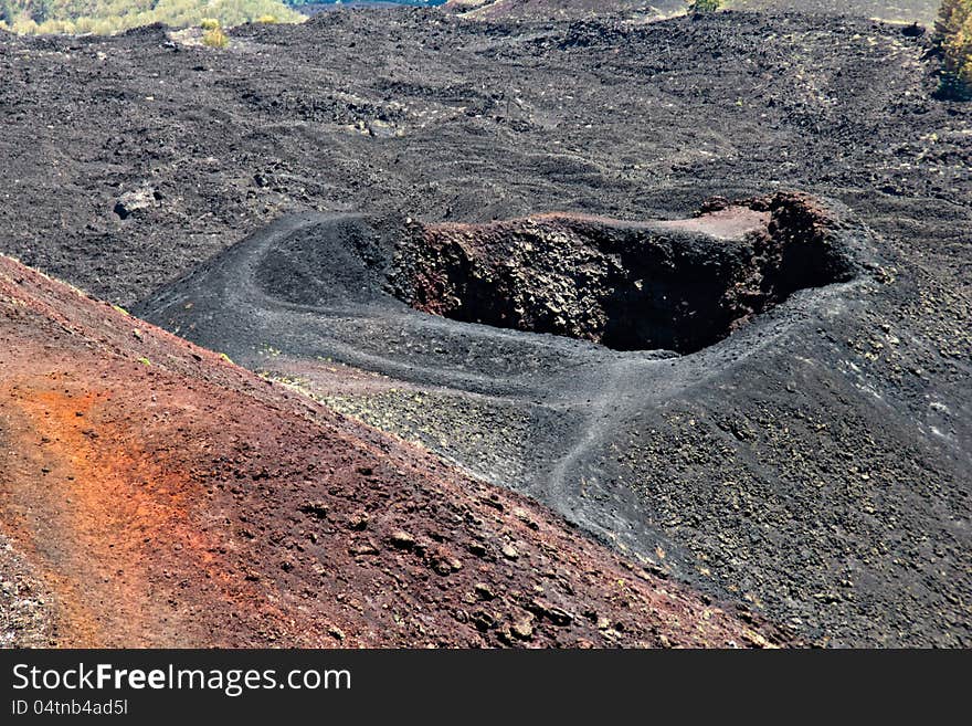 Etna volcano crater in Sicily, Italy