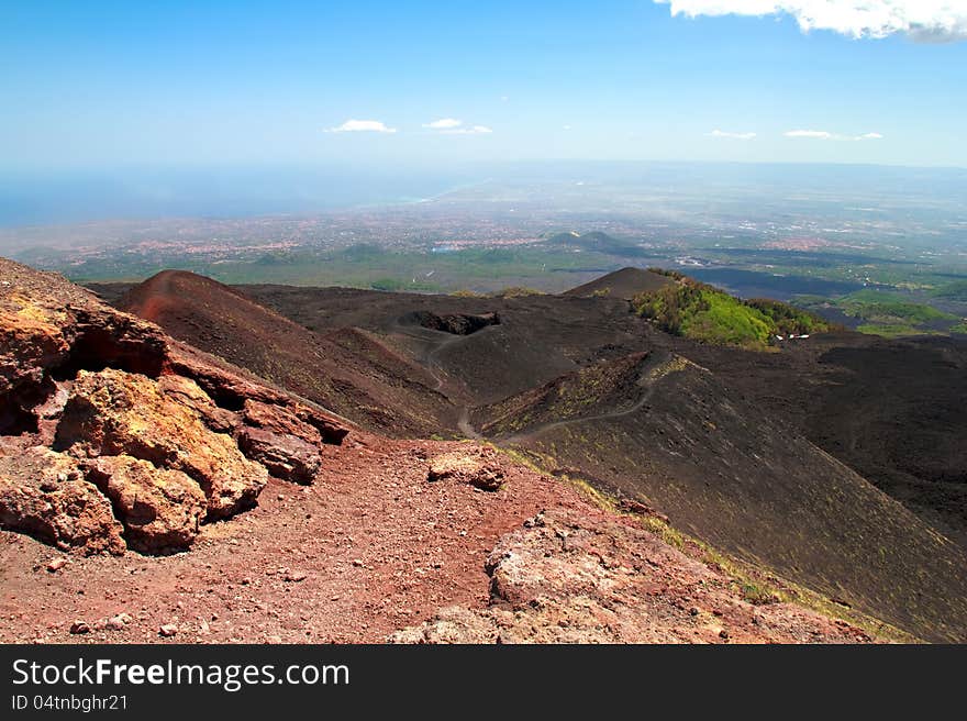 Etna volcano craters in Sicily, Italy