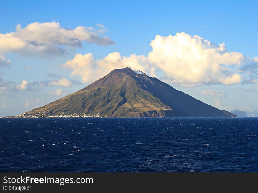 Stromboli volcano island in the Mediterranean sea Sicily Italy. Stromboli volcano island in the Mediterranean sea Sicily Italy