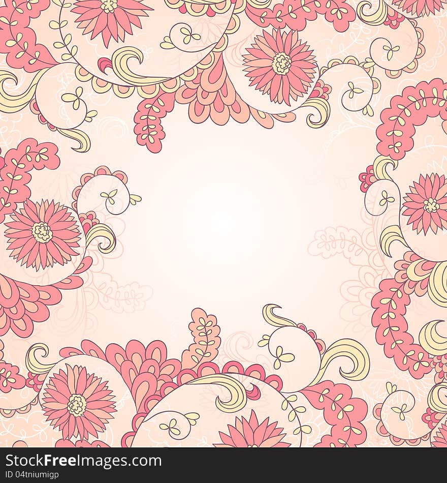 Delicate background with flowers and swirls, for invitation and card. Delicate background with flowers and swirls, for invitation and card