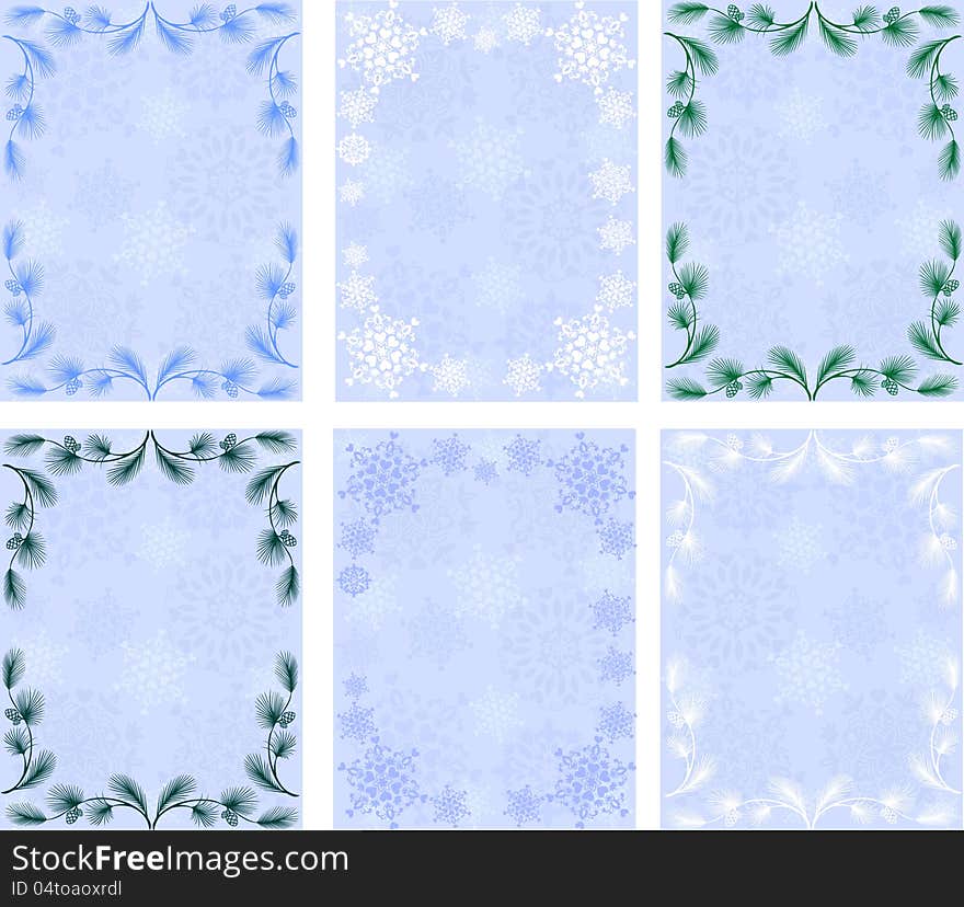 Winter backgrounds.snowflakes.pine branches