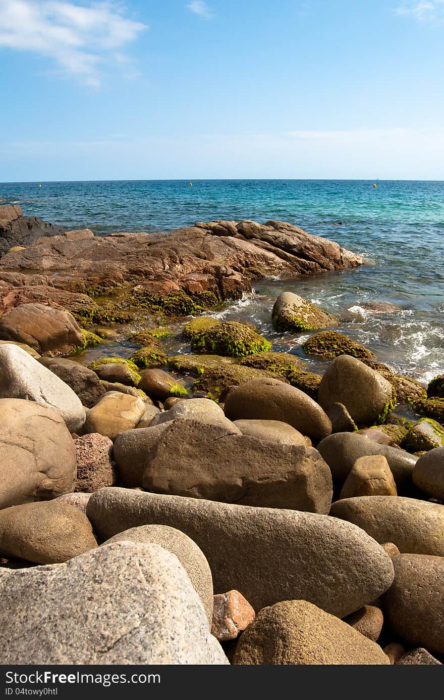 Sant Feliu Guixols. Sunny beach in Catalonia.