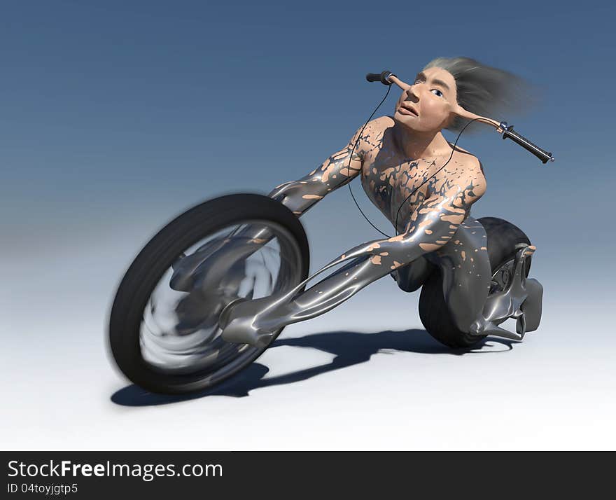 Man android motorcycle human machine running fast