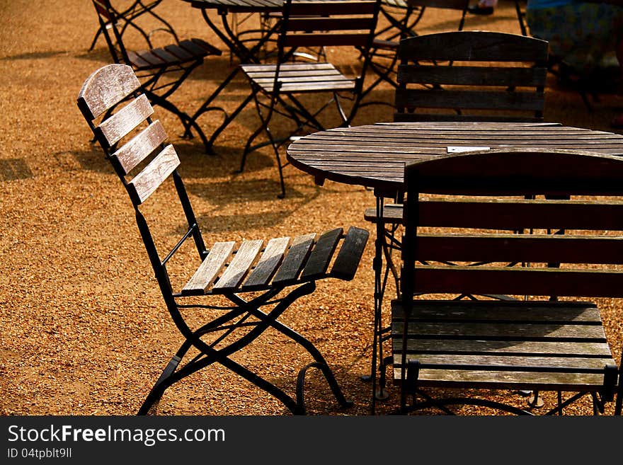 Image of tables and chairs outside a restaurant