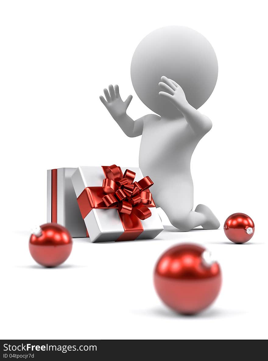 A person opening a Christmas present and showing surprised. A person opening a Christmas present and showing surprised