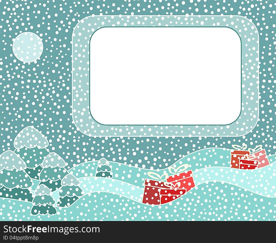 Christmas night card, vector illustration