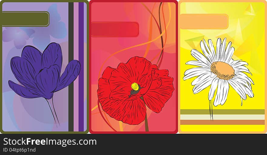 Set of cards with flowers