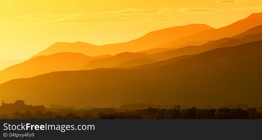 Beautiful sunset in the mountains of Spain