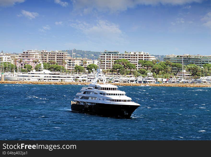 Private cruise anchored in Cannes; France. Private cruise anchored in Cannes; France.