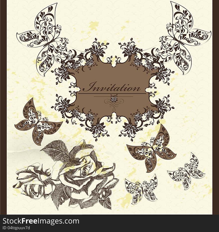 Decorative invitation card for elegant design. Calligraphic vector. Decorative invitation card for elegant design. Calligraphic vector