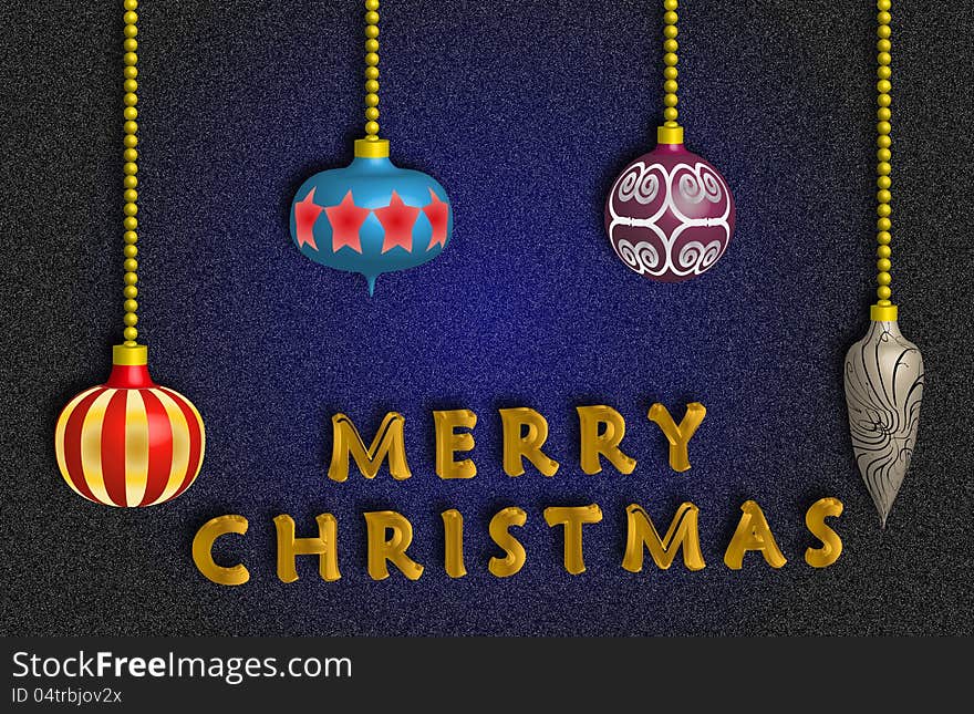 Merry Christmas card with colorful balls