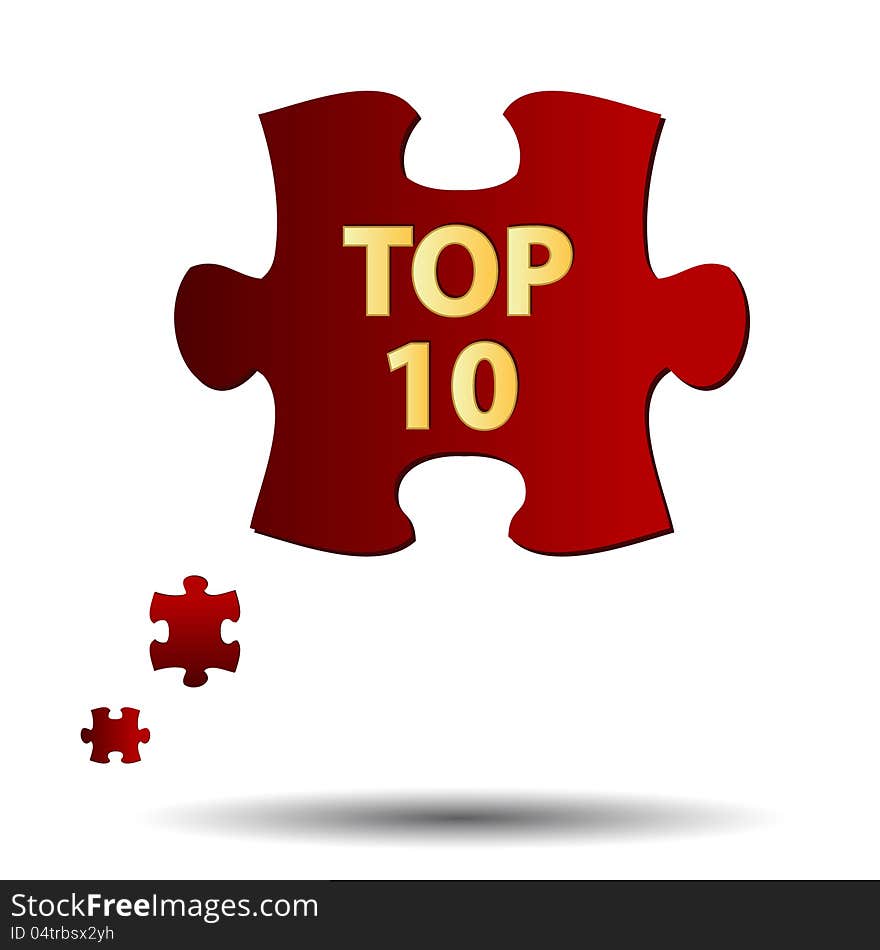 Gold Top ten symbol on a white background