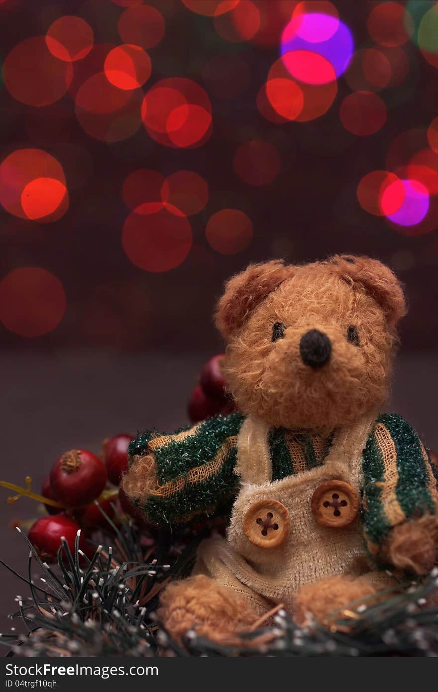 Christmas arrangement with a teddy bear