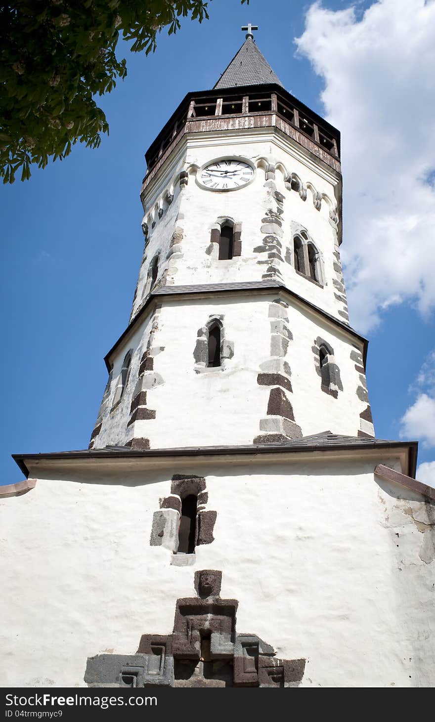 Very old white Church Tower in Europe