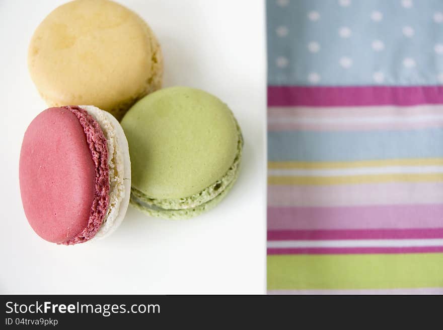 Macarons Plate On Colorful