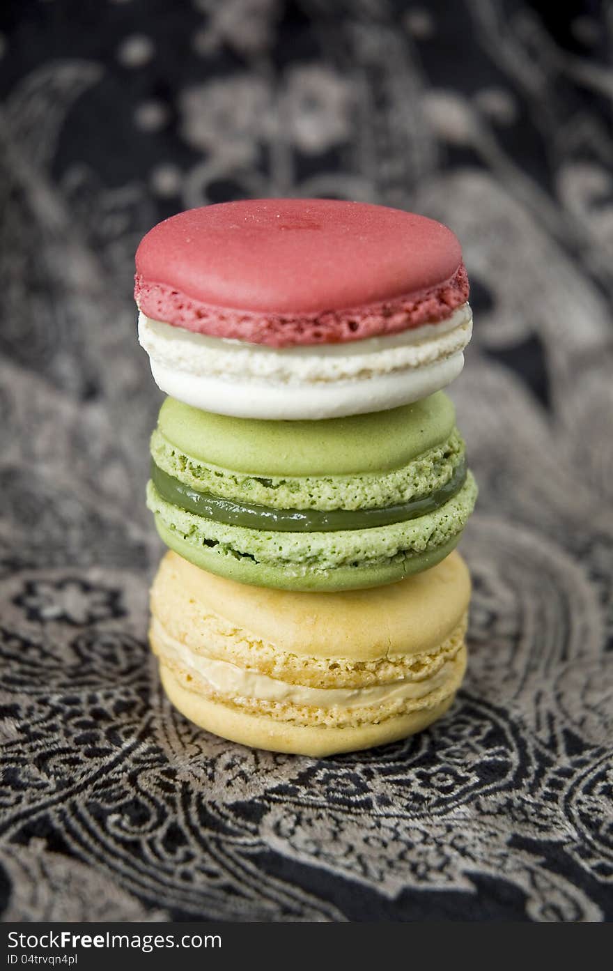 Stack Of Macarons On Black