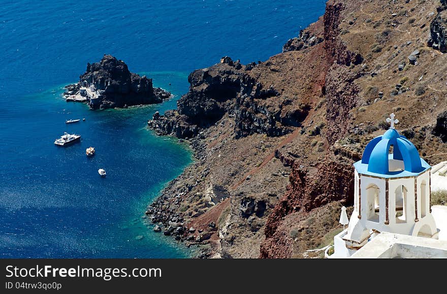 Steep coast of Santorini