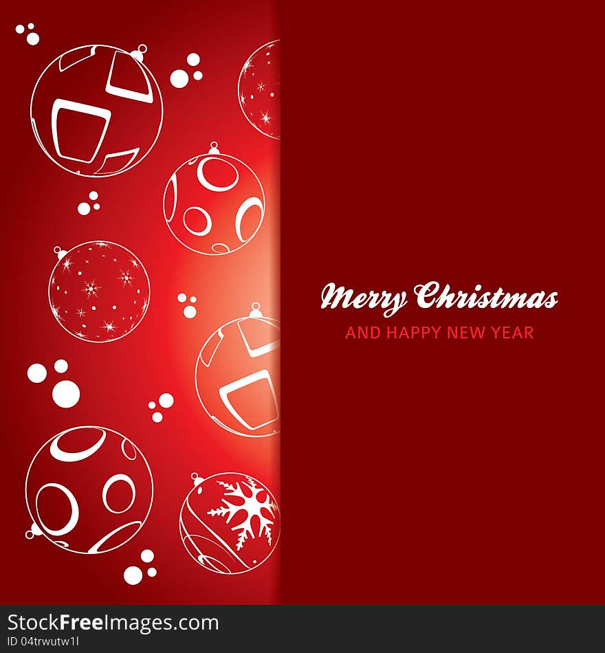 Christmas card background with various christmas balls, vector illustration