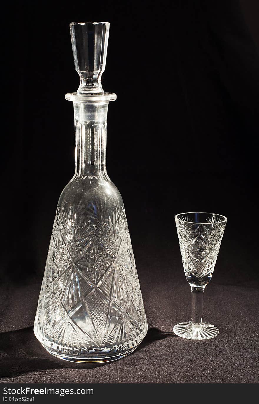 Crystal Decanter And Glass