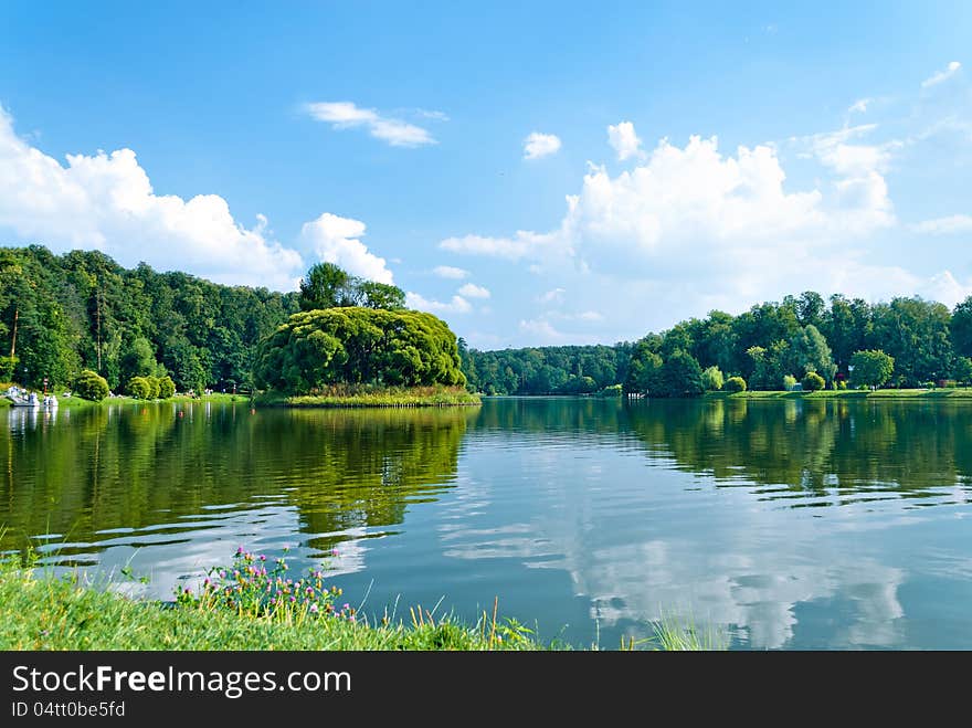 Island in Tsarintsino park, Moscow, Russia. Island in Tsarintsino park, Moscow, Russia