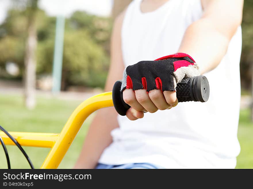 Sports cycling fitness outside in the summer