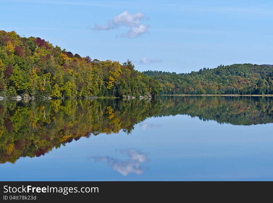 Fall Mountain Colours Reflected in Lake