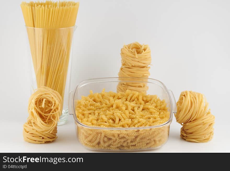 Pasta of different varieties, types and forms of wheat flour