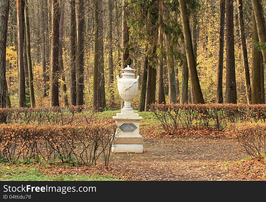 Decorative vase in park