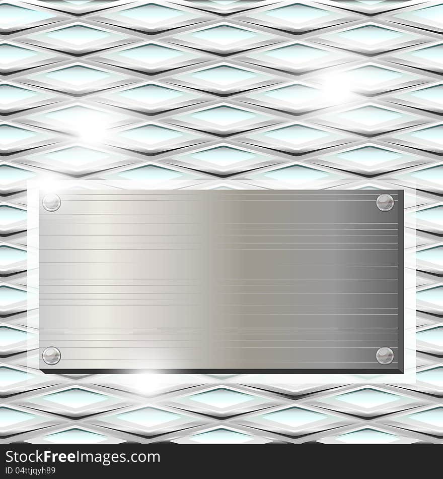 Gray metal plate over texture of ribbed glass. Gray metal plate over texture of ribbed glass