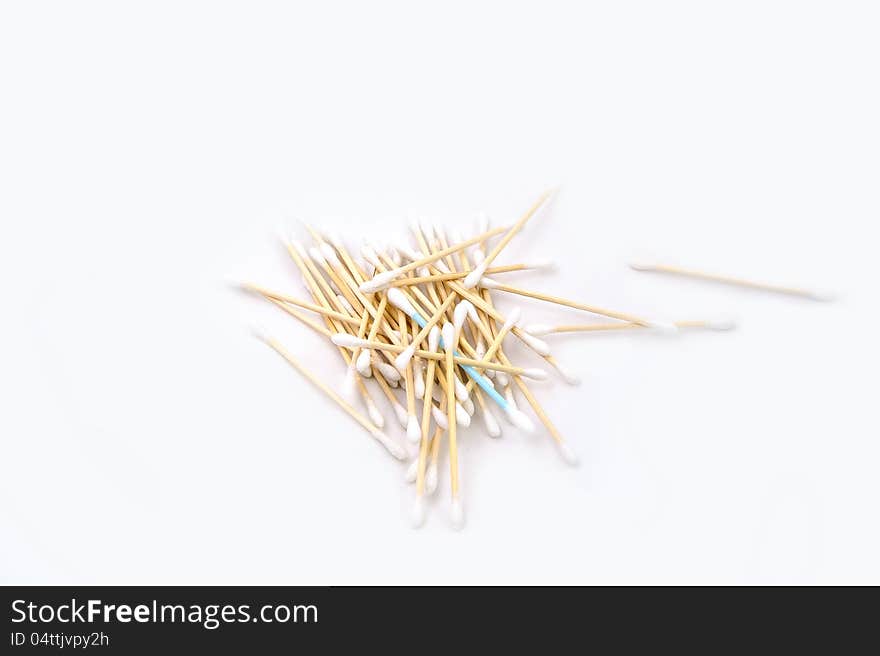 Heap of cotton sticks isolated on the white background