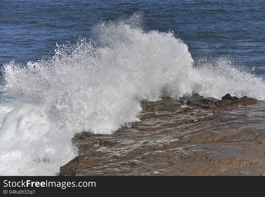 Waves cashing onshore at La Jolla in San Diego, California. Waves cashing onshore at La Jolla in San Diego, California