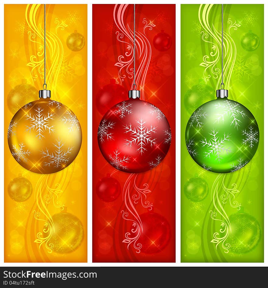 Balls On Three Color Background