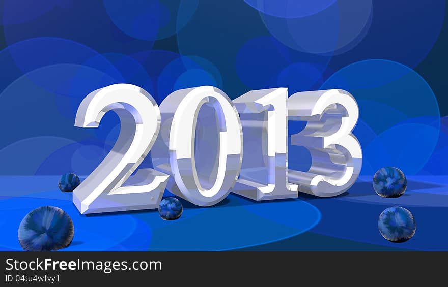 2013 in 3D on bokeh background