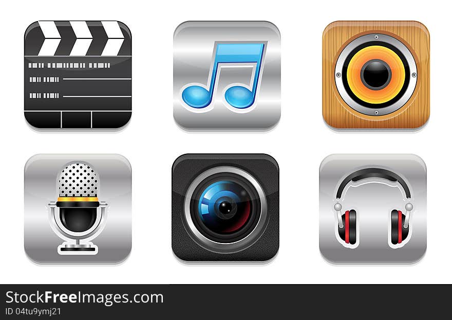 Entertainment icon set buttons